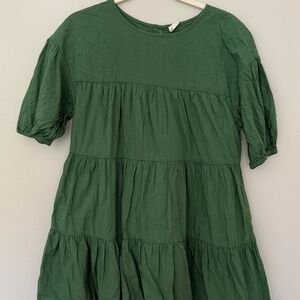 Melrose and Market Tiered Babydoll Mini Dress – Green Cargo (S)